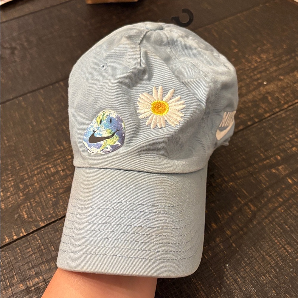 Nike Light Blue Cap with Floral and Earth Patches